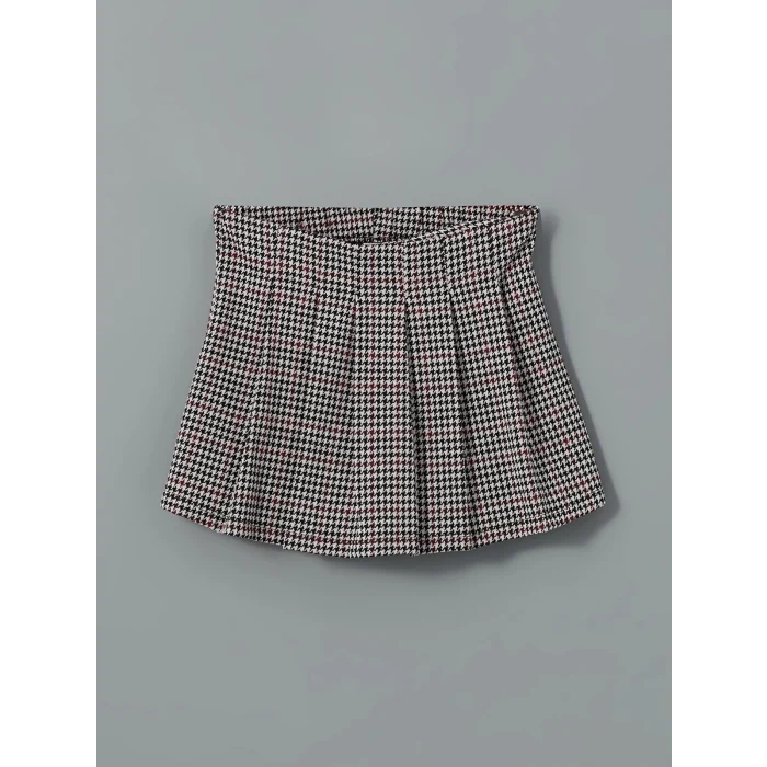 LCW Kids EKRU Bisiklet Yaka Kız Çocuk Tişört ve Şort Etek