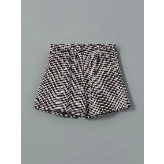 LCW Kids EKRU Bisiklet Yaka Kız Çocuk Tişört ve Şort Etek