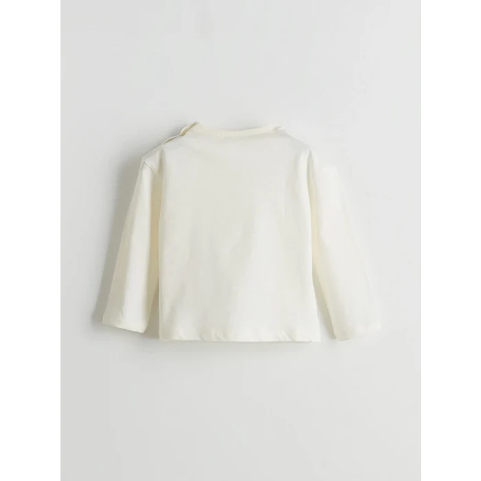 LCW baby EKRU Bisiklet Yaka Çiçekli Kız Bebek Bluz ve Tayt 2li