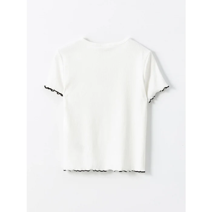 LCW Kids EKRU Bisiklet Yaka Kız Çocuk Tişört ve Tayt