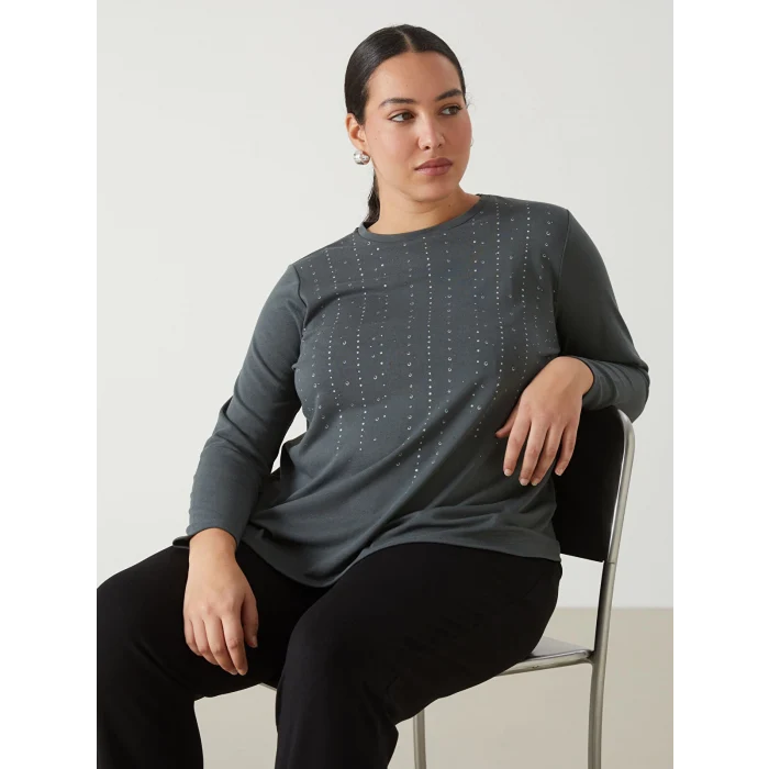 LCW Grace YEŞİL Bisiklet Yaka Desenli Kadın Bluz