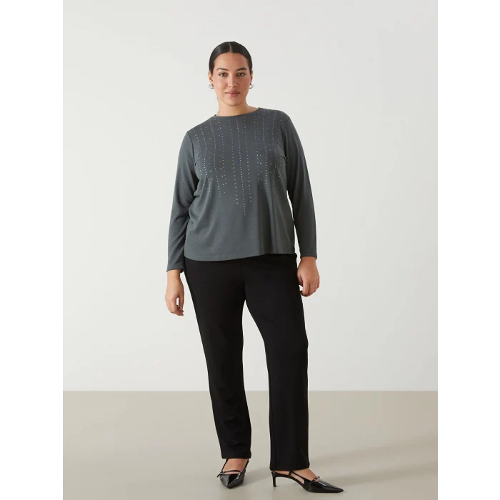 LCW Grace YEŞİL Bisiklet Yaka Desenli Kadın Bluz