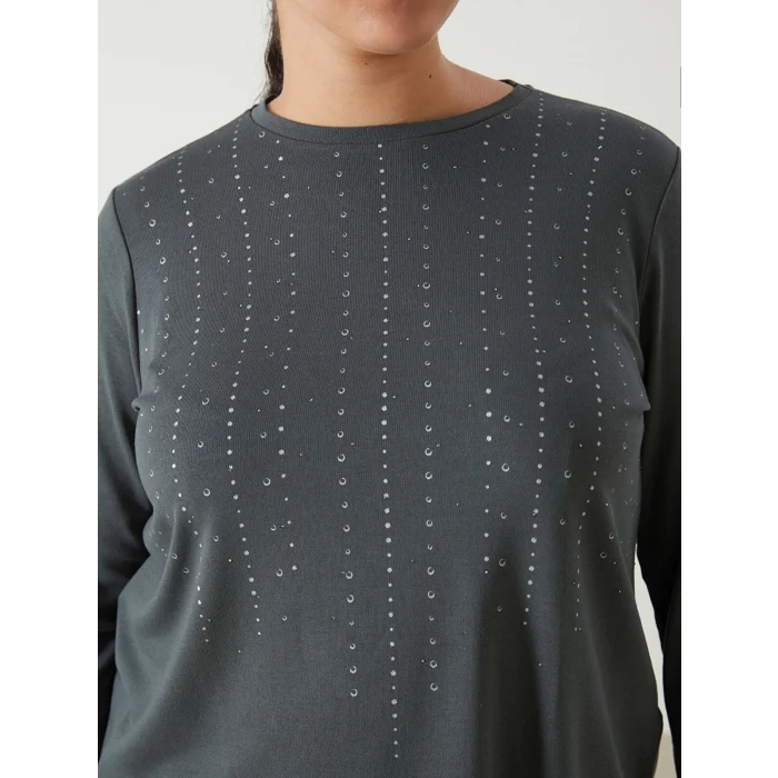 LCW Grace YEŞİL Bisiklet Yaka Desenli Kadın Bluz