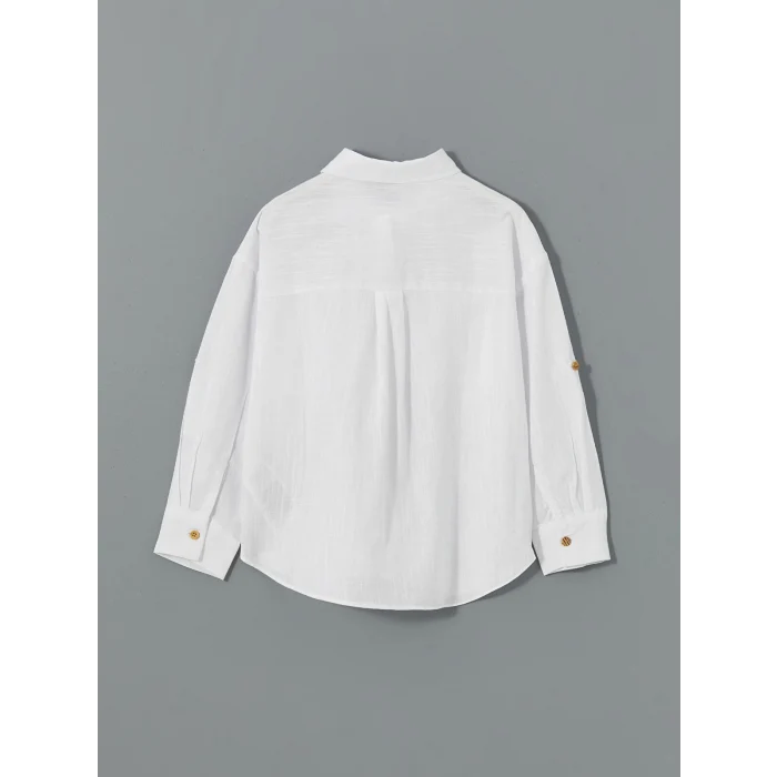 LCW Kids BEYAZ Basic Uzun Kollu Kız Çocuk Gömlek