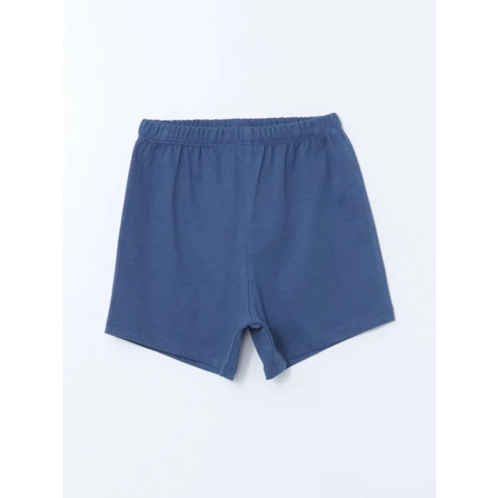 LCW baby MAVİ Bisiklet Yaka Mickey Mouse Baskılı Erkek Bebek Şortlu Pijama Takımı