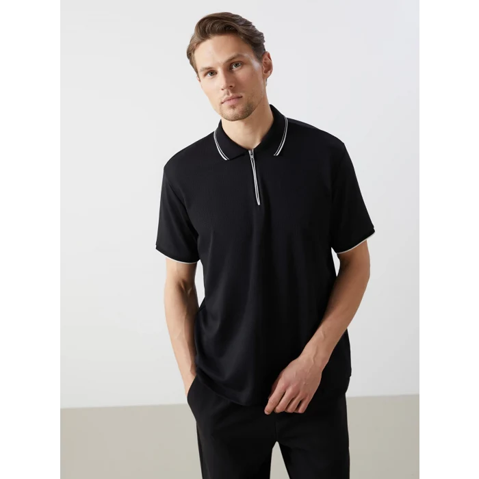 LCW Vision SİYAH Polo Yaka Kısa Kollu Erkek Tişört