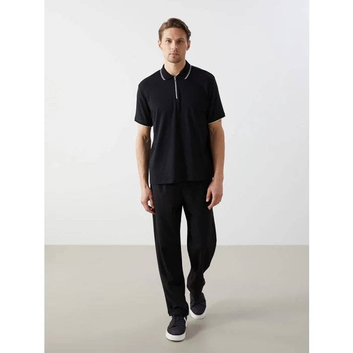 LCW Vision SİYAH Polo Yaka Kısa Kollu Erkek Tişört