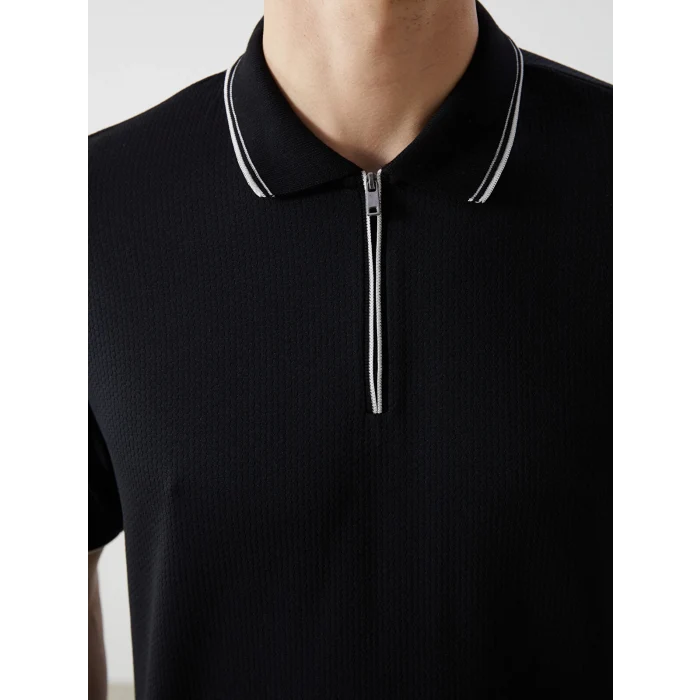 LCW Vision SİYAH Polo Yaka Kısa Kollu Erkek Tişört