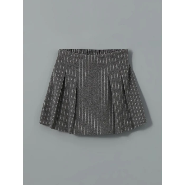 LCW Kids EKRU Bisiklet Yaka Kız Çocuk Tişört ve Şort Etek