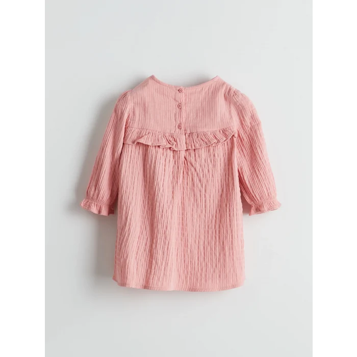 LCW Kids PEMBE Bisiklet Yaka Kız Çocuk Müslin Elbise