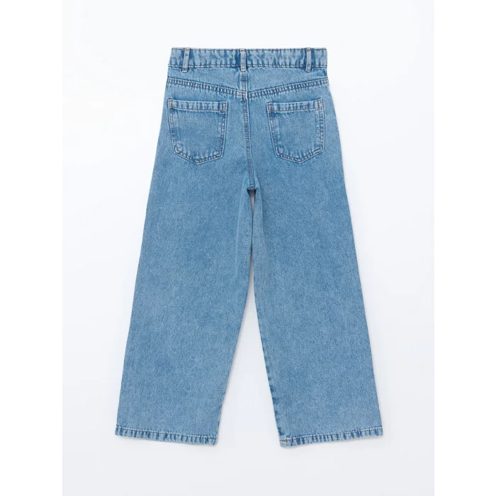 LCW Kids MAVİ Beli Ayarlanabilir Lastikli Kız Çocuk Jean Pantolon