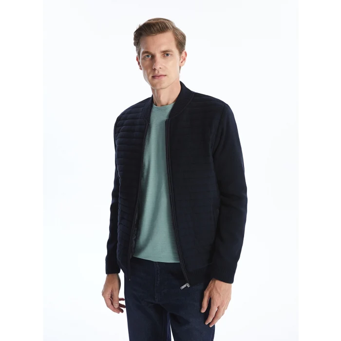 LCWAIKIKI Classic LACİVERT Standart Kalıp Kolej Yaka Erkek Triko Mont