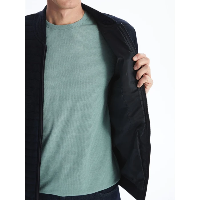 LCWAIKIKI Classic LACİVERT Standart Kalıp Kolej Yaka Erkek Triko Mont