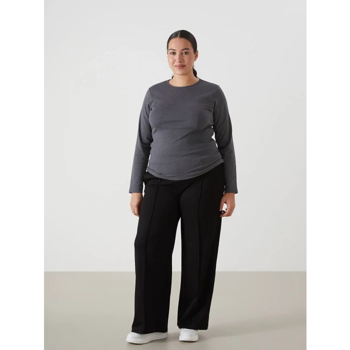 LCWAIKIKI Classic SİYAH Beli Lastikli Düz Geniş Paça Kadın Eşofman Altı