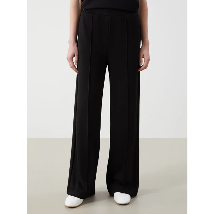 LCWAIKIKI Classic SİYAH Beli Lastikli Düz Geniş Paça Kadın Eşofman Altı