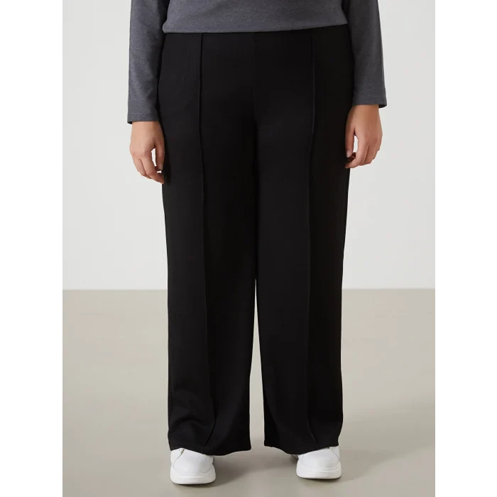 LCWAIKIKI Classic SİYAH Beli Lastikli Düz Geniş Paça Kadın Eşofman Altı