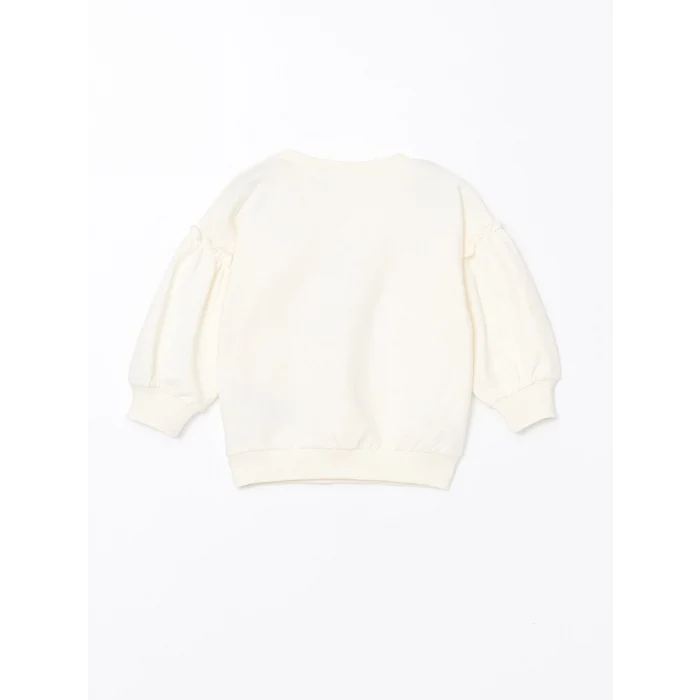 LCW baby EKRU Bisiklet Yaka Uzun Kollu Baskılı Kız Bebek Sweatshirt ve Tayt 2li Takım