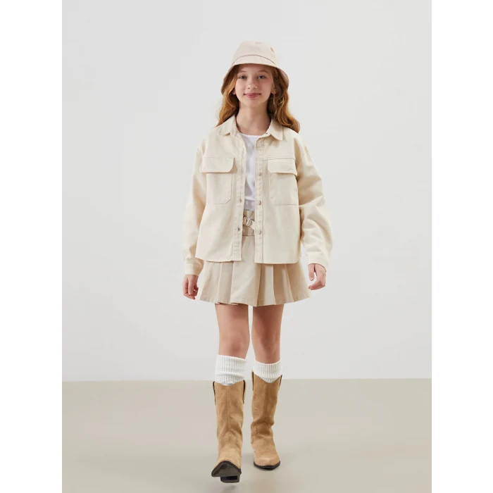 LCW Kids BEJ Cepli Kız Çocuk Gömlek Ceket