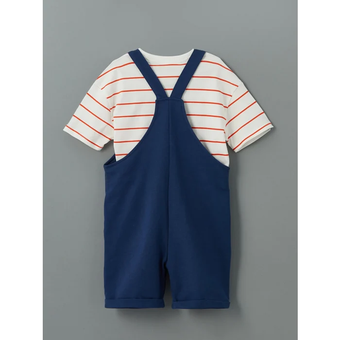 LCW Kids ANTRASİT Bisiklet Yaka Erkek Çocuk Tişört ve Salopet 2li