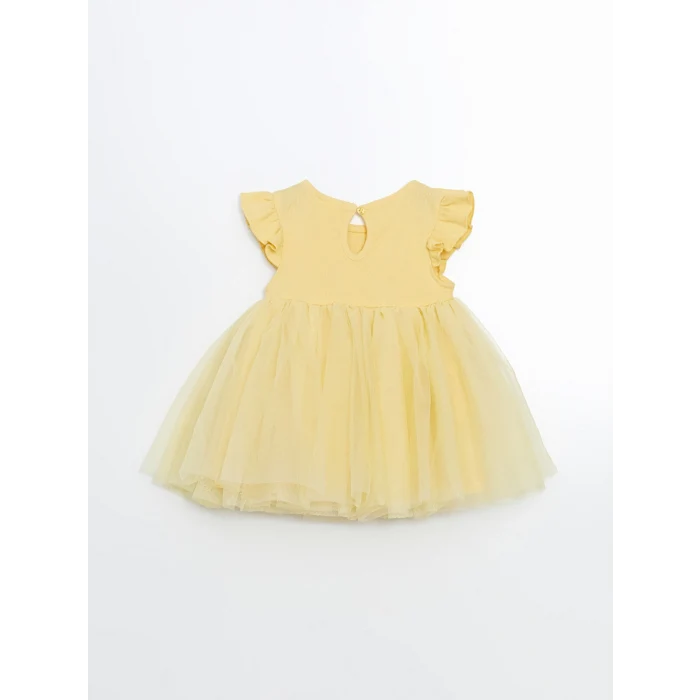 LCW baby SARI Basic Dantel Tüllü Kız Bebek Elbise