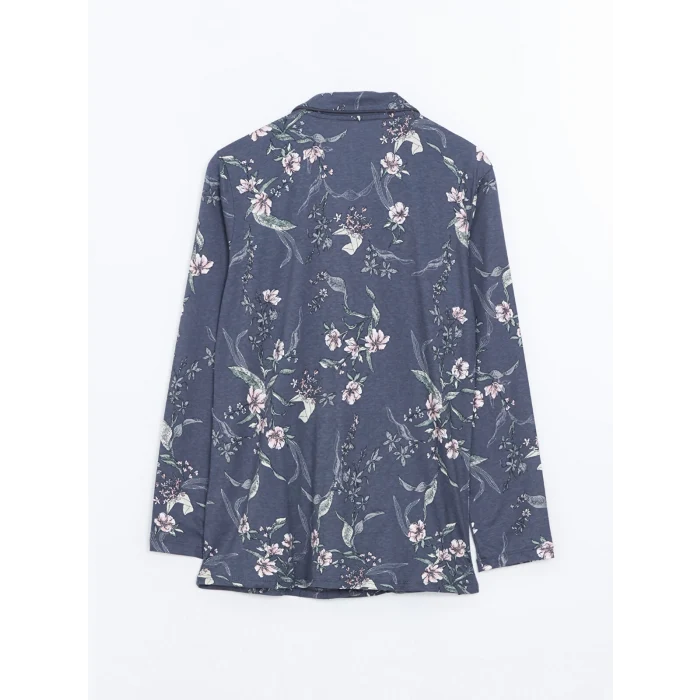 LCW DREAM ANTRASİT Gömlek Yaka Çiçekli Kadın Pijama Takım