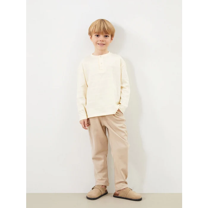 LCW Kids BEJ Bisiklet Yaka Erkek Çocuk Tişört ve Pantolon 2li