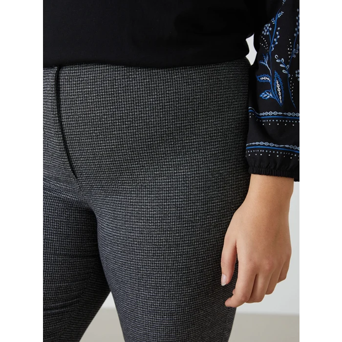 LCW Grace ANTRASİT Beli Lastikli Kazayağı Desenli Kadın Pantolon