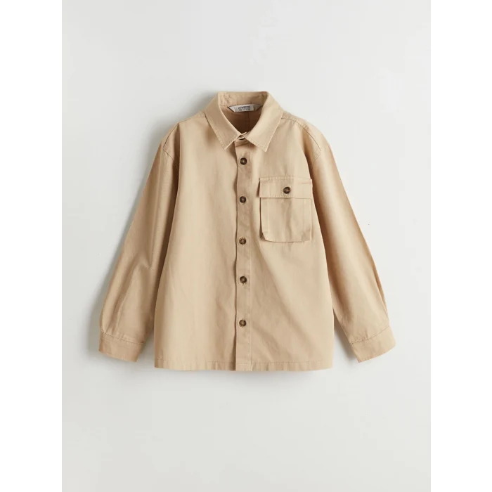 LCW Kids BEJ Uzun Kollu Erkek Çocuk Gömlek
