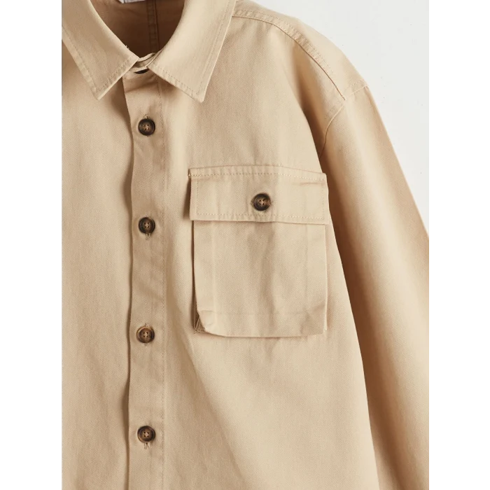 LCW Kids BEJ Uzun Kollu Erkek Çocuk Gömlek