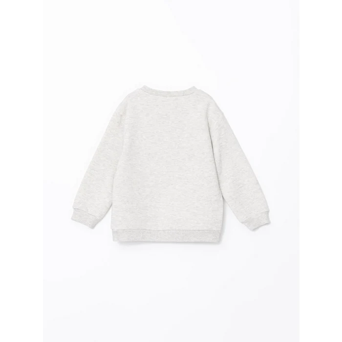 LCW Kids BEYAZ Bisiklet Yaka Baskılı Erkek Bebek Sweatshirt ve Eşofman Alt 2li