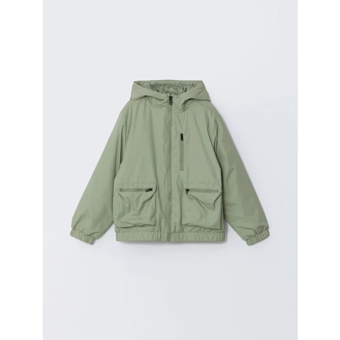 LCW Kids YEŞİL Kapüşonlu Cepli Erkek Çocuk Orta Kalın Mont