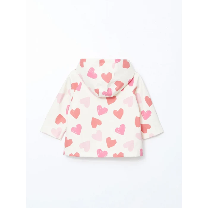 LCW baby EKRU Kapüşonlu Baskılı Kız Çocuk Yağmurluk