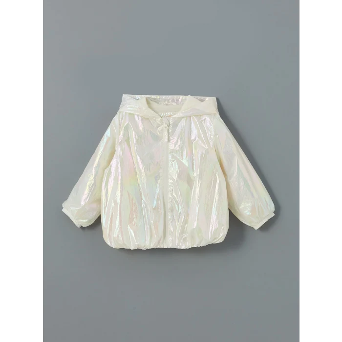 LCW Kids EKRU Kapüşonlu Kız Çocuk Yağmurluk