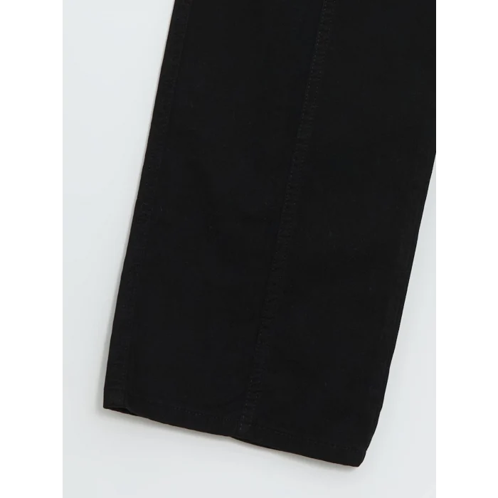 LCW Kids SİYAH Beli Ayarlanabilir Lastikli Kız Çocuk Kargo Pantolon