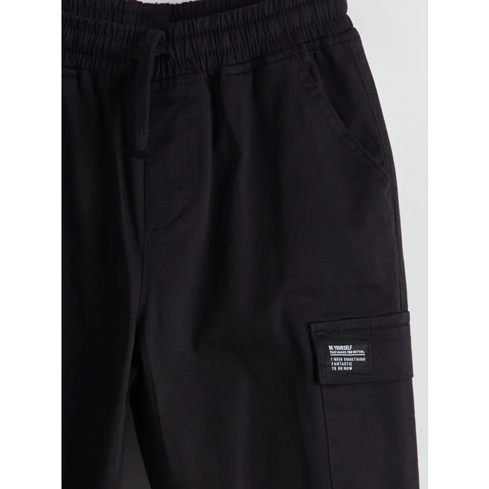 LCW Kids SİYAH Beli Lastikli Erkek Çocuk Kargo Jogger Pantolon