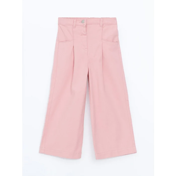 LCW Kids PEMBE Beli Lastikli Gabardin Kız Çocuk Pantolon
