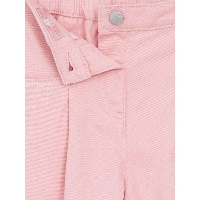 LCW Kids PEMBE Beli Lastikli Gabardin Kız Çocuk Pantolon