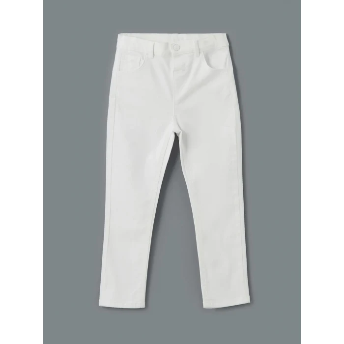 LCW Kids BEYAZ Beli Ayarlanabilir Erkek Çocuk Pantolon
