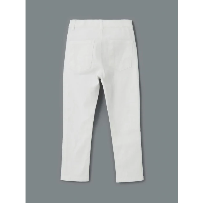 LCW Kids BEYAZ Beli Ayarlanabilir Erkek Çocuk Pantolon