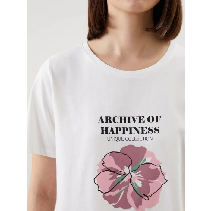 LCW DREAM PEMBE Bisiklet Yaka Çiçekli Kadın Pijama Takımı