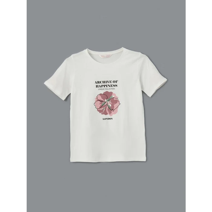 LCW DREAM PEMBE Bisiklet Yaka Çiçekli Kadın Pijama Takımı