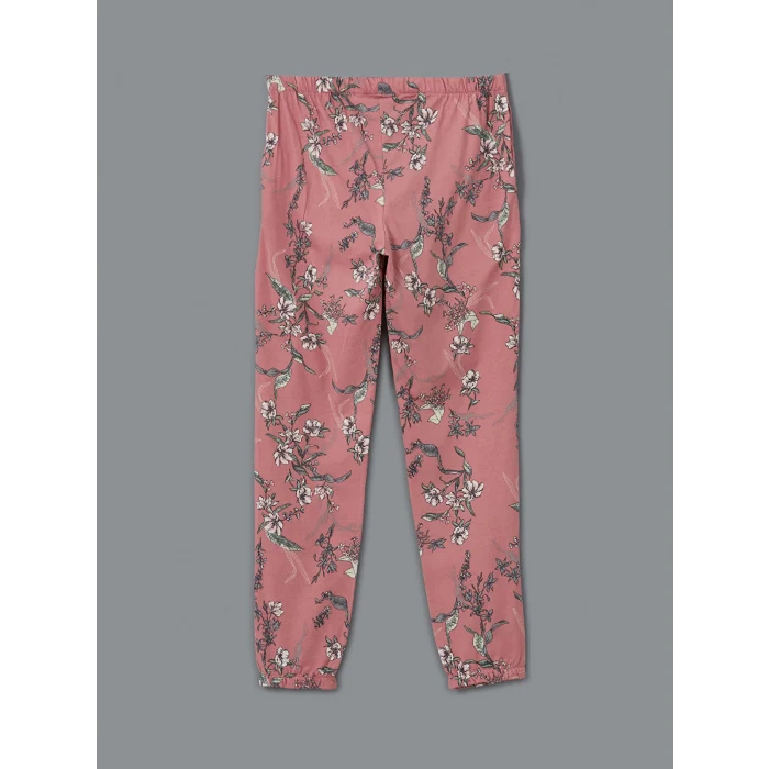 LCW DREAM PEMBE Bisiklet Yaka Çiçekli Kadın Pijama Takımı