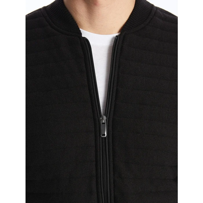 LCWAIKIKI Classic SİYAH Standart Kalıp Kolej Yaka Erkek Triko Mont