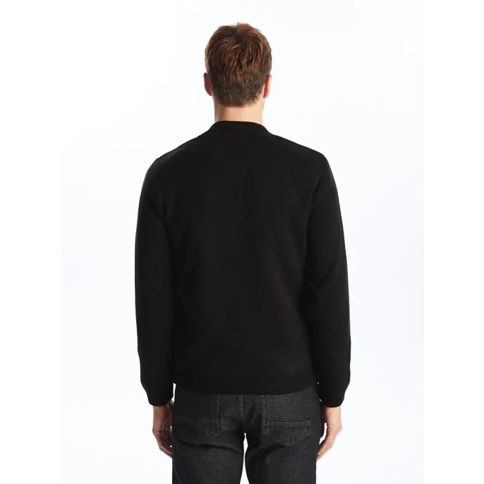 LCWAIKIKI Classic SİYAH Standart Kalıp Kolej Yaka Erkek Triko Mont