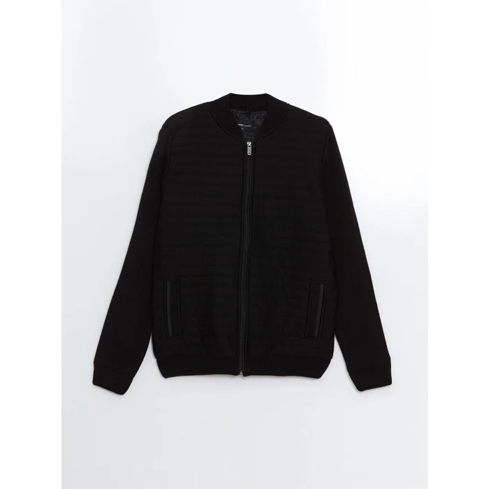 LCWAIKIKI Classic SİYAH Standart Kalıp Kolej Yaka Erkek Triko Mont