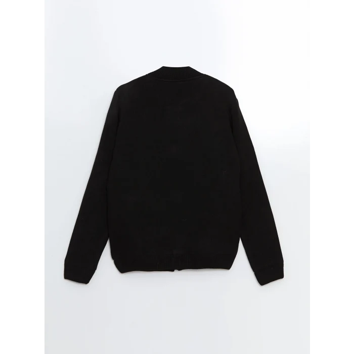 LCWAIKIKI Classic SİYAH Standart Kalıp Kolej Yaka Erkek Triko Mont