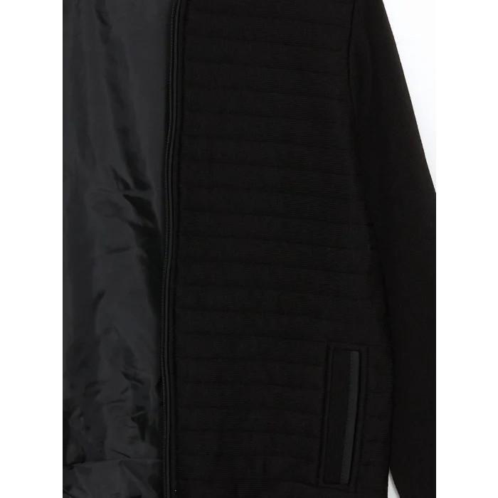 LCWAIKIKI Classic SİYAH Standart Kalıp Kolej Yaka Erkek Triko Mont