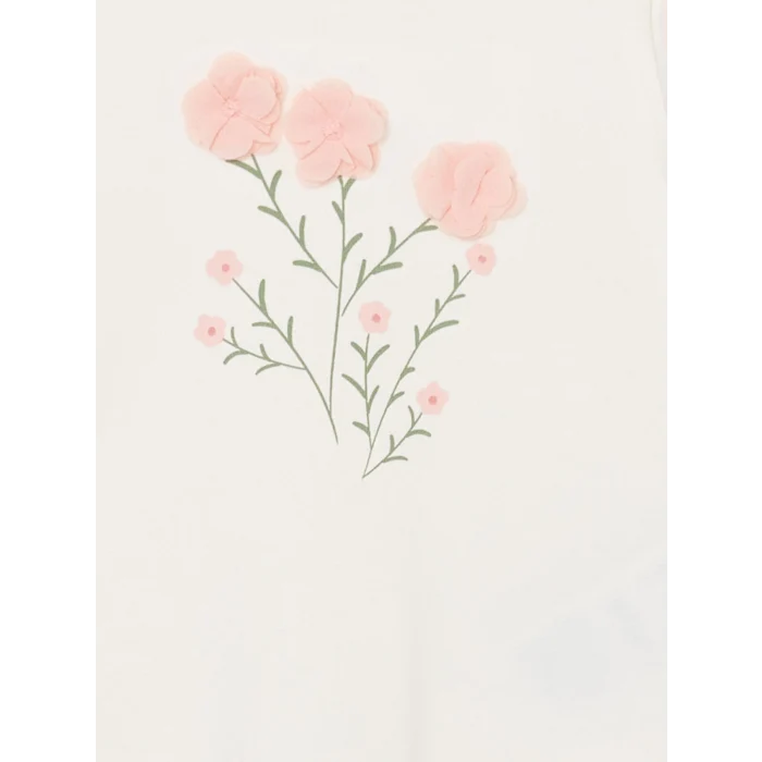 LCW baby EKRU Bisiklet Yaka Baskılı Kız Bebek Bluz ve Tayt 2li Takım