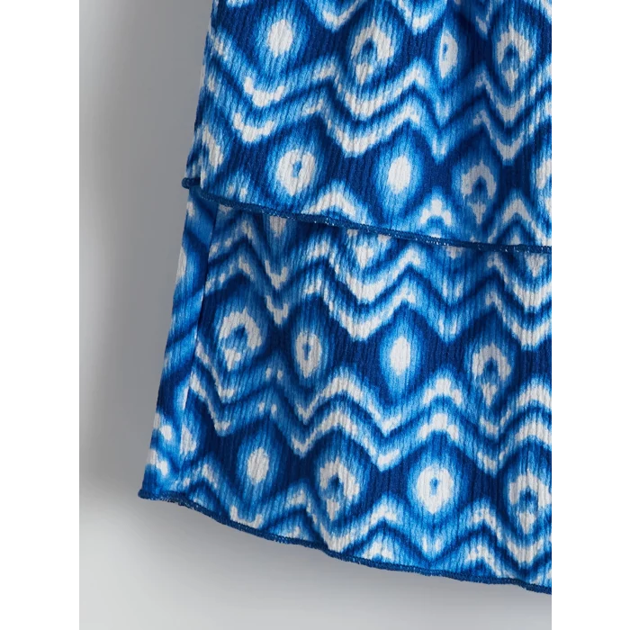 LCW Kids MAVİ Beli Lastikli Fırfırlı Kız Çocuk Etek