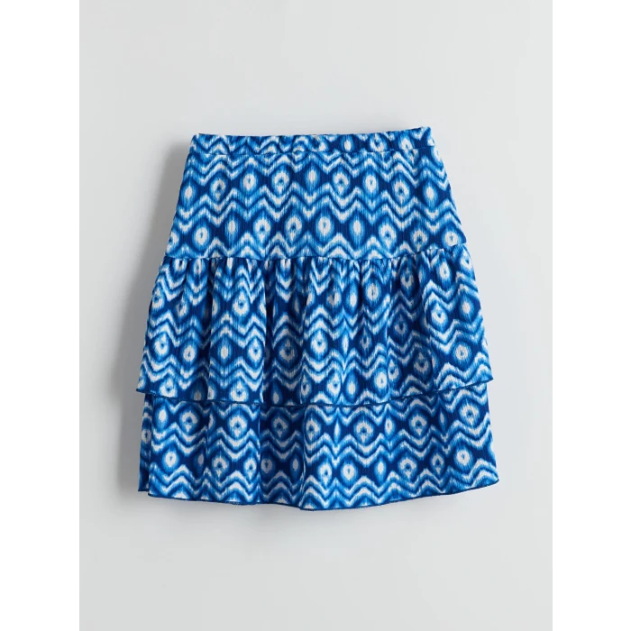 LCW Kids MAVİ Beli Lastikli Fırfırlı Kız Çocuk Etek